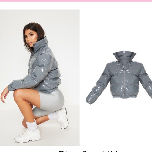 grey vinyl puffer jacket